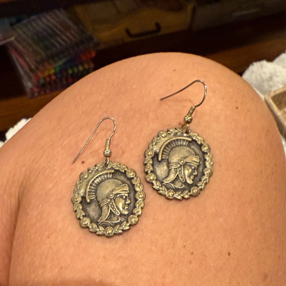 Antique Gold Warrior Earrings